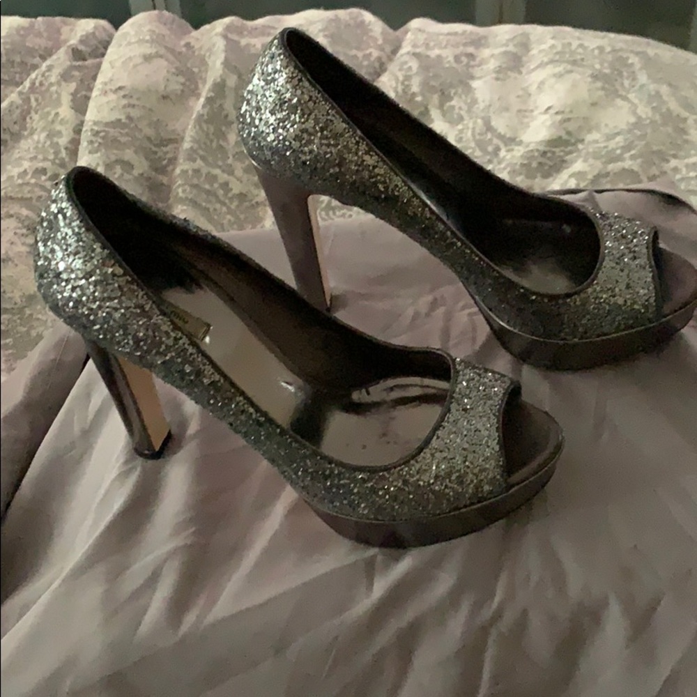 A Sparkly Pair Of Miu Miu Peep Toe Platform Pumps - image 2